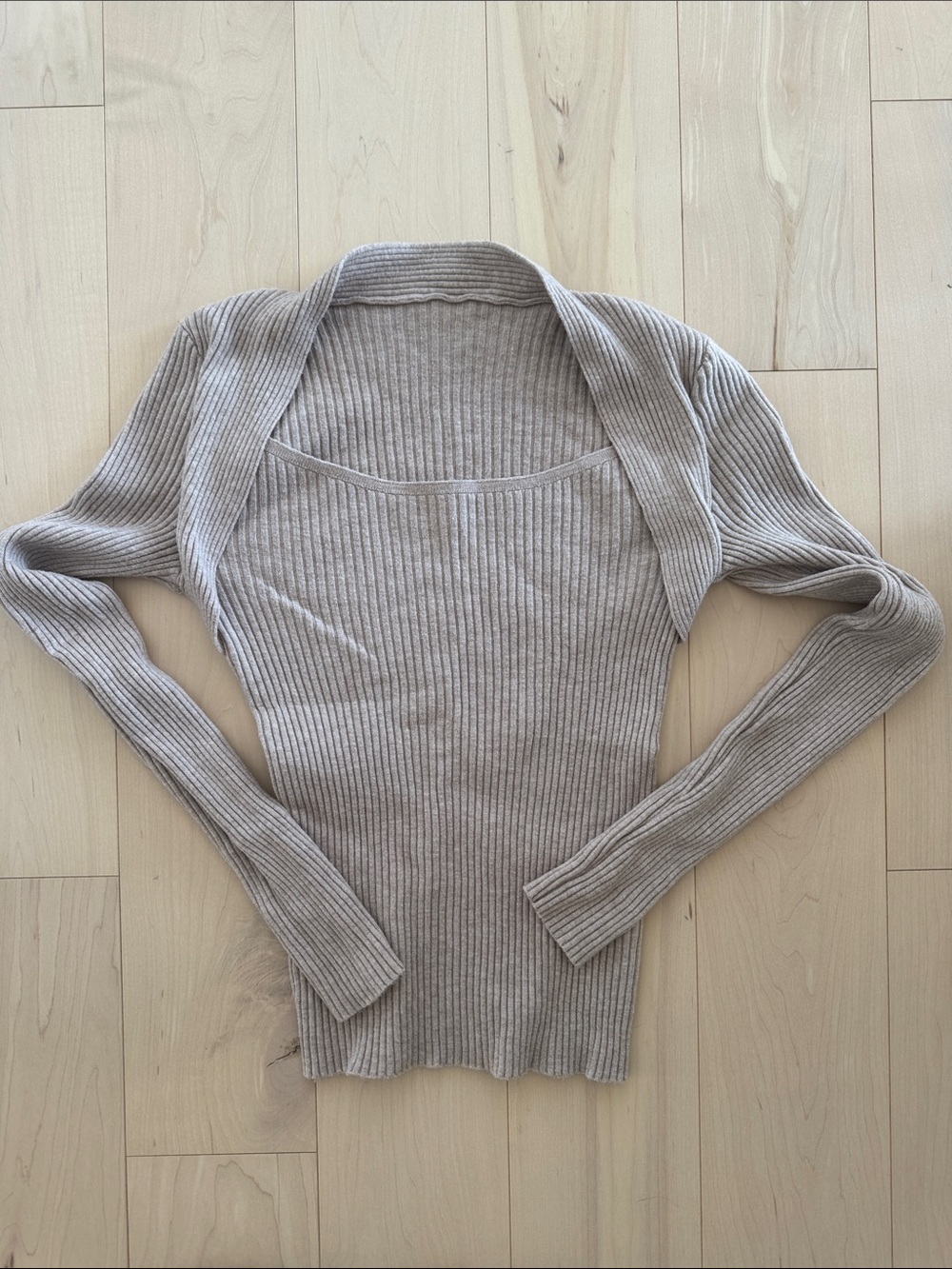 SHEIN Ribbed Bolero Shrug in Taupe